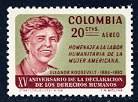 Eleanore Roosevelt, Airmail Stamp Columbia, 1964